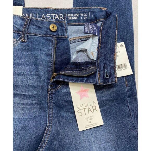 Vanilla Star Distressed Skinny Ankle Jean Juniors 25 XS Blue Ripped Frayed NEW - Picture 7 of 11